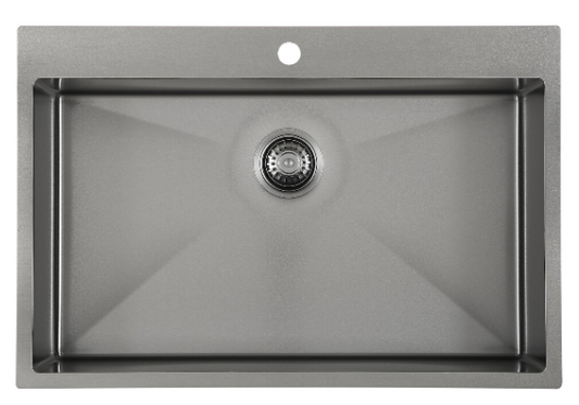 SUS304 Single Bowl Mini Nano Kitchen Sink c/w Roll Up Rack & Basket - Nano Black