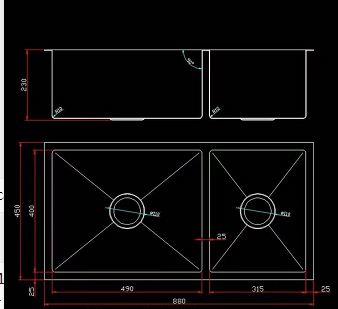 SUS304 Double Bowl Mini Nano Kitchen Sink c/w Roll Up Rack & Basket - Satin