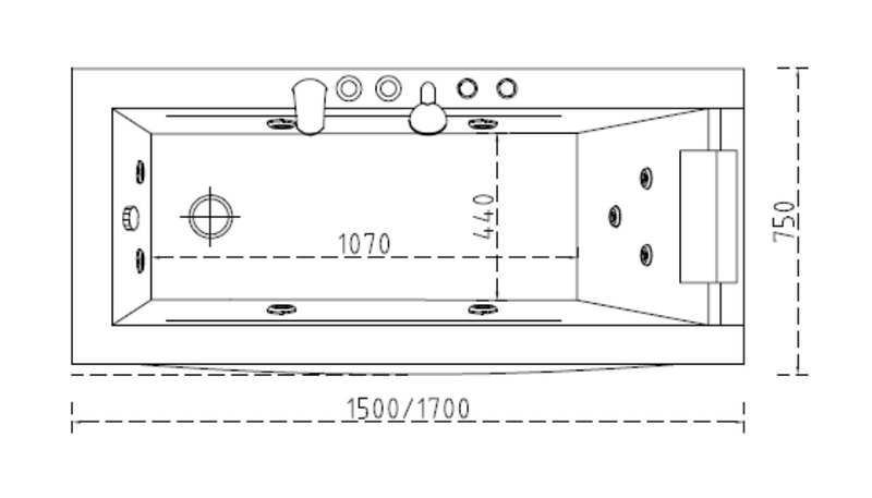 Massage Bath Tub (Left) - White