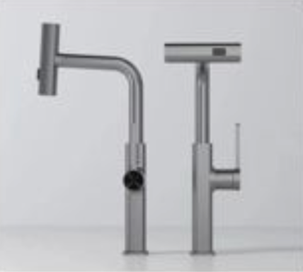 Waterfall Pillar Sink Mixer - Grey