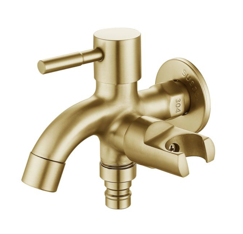 SUS304 Two Way Tap c/w Bidet Holder - Matt Gold