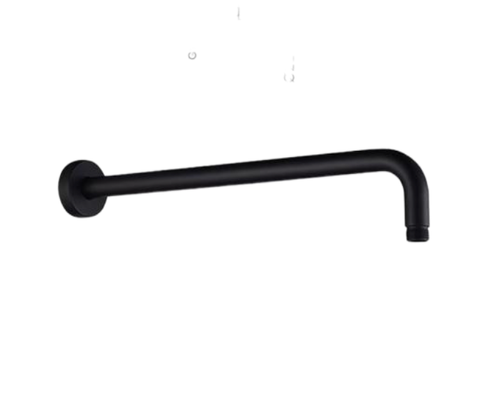 400mm Round Horizontal Shower Arm c/w Flange - Matt Black