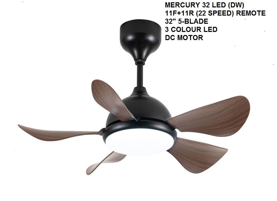 Rezo DC Motor LED Ceiling Fan (32") - 5 ABS Blade with 18 Speed Remote Control - Dark Wood
