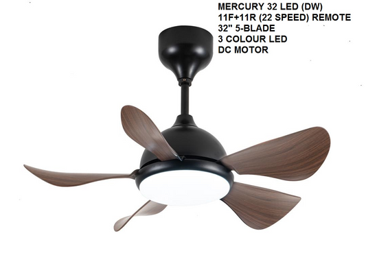 Rezo DC Motor LED Ceiling Fan (32") - 5 ABS Blade with 18 Speed Remote Control - Dark Wood