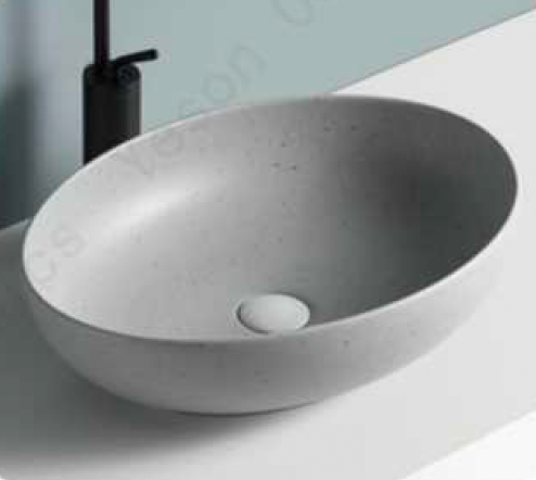 Oval Above Counter Wash Basin c/w Waste - Light Grey
