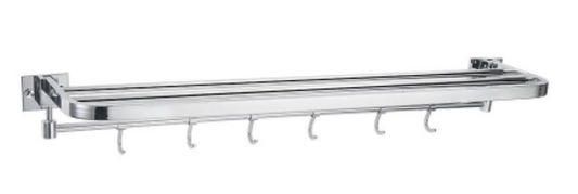 SUS304 Towel Rack with Hooks - Grey