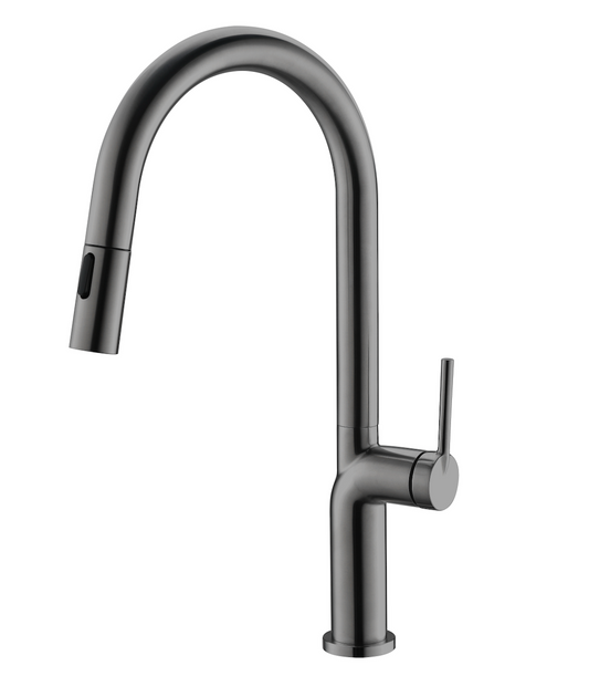 SUS304 Single Lever Pull-Down Pillar Sink Mixer - Grey