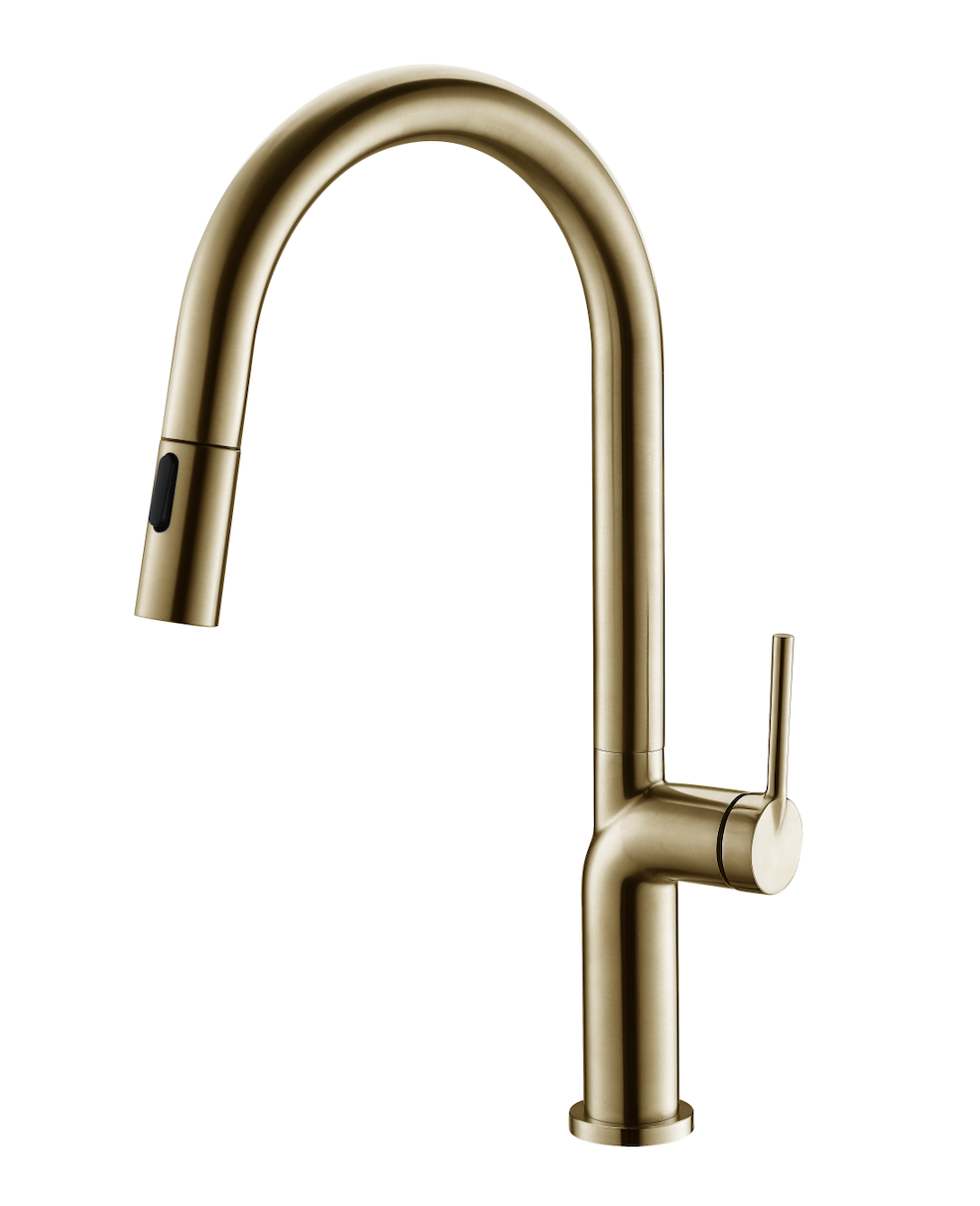 SUS304 Single Lever Pull-Down Pillar Sink Mixer - Matt Gold