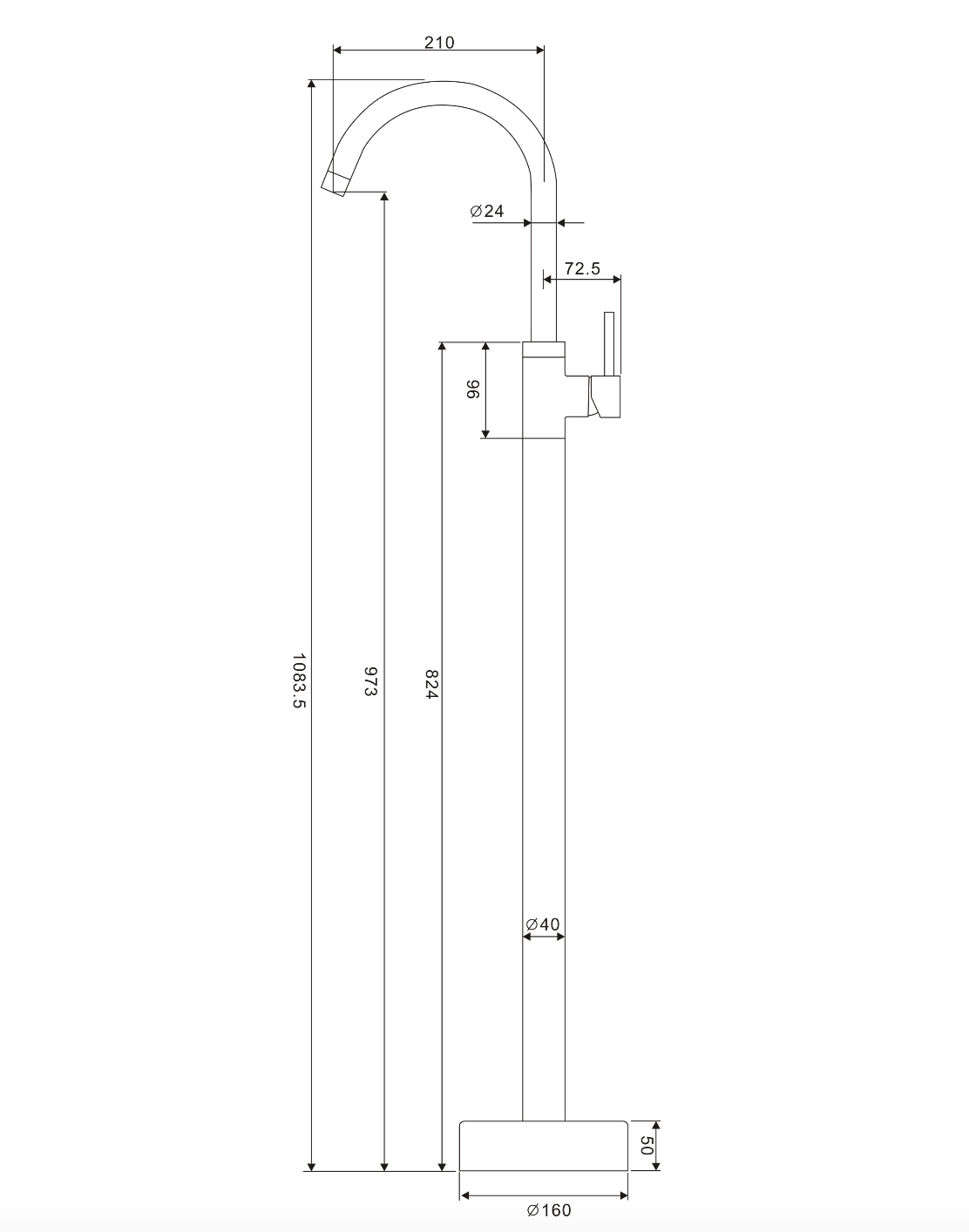 Free Standing Basin Mixer - Satin