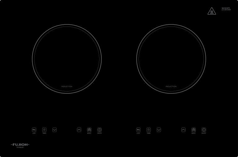 Fujioh Induction Hob (2 Zone) - Ceramic Glass