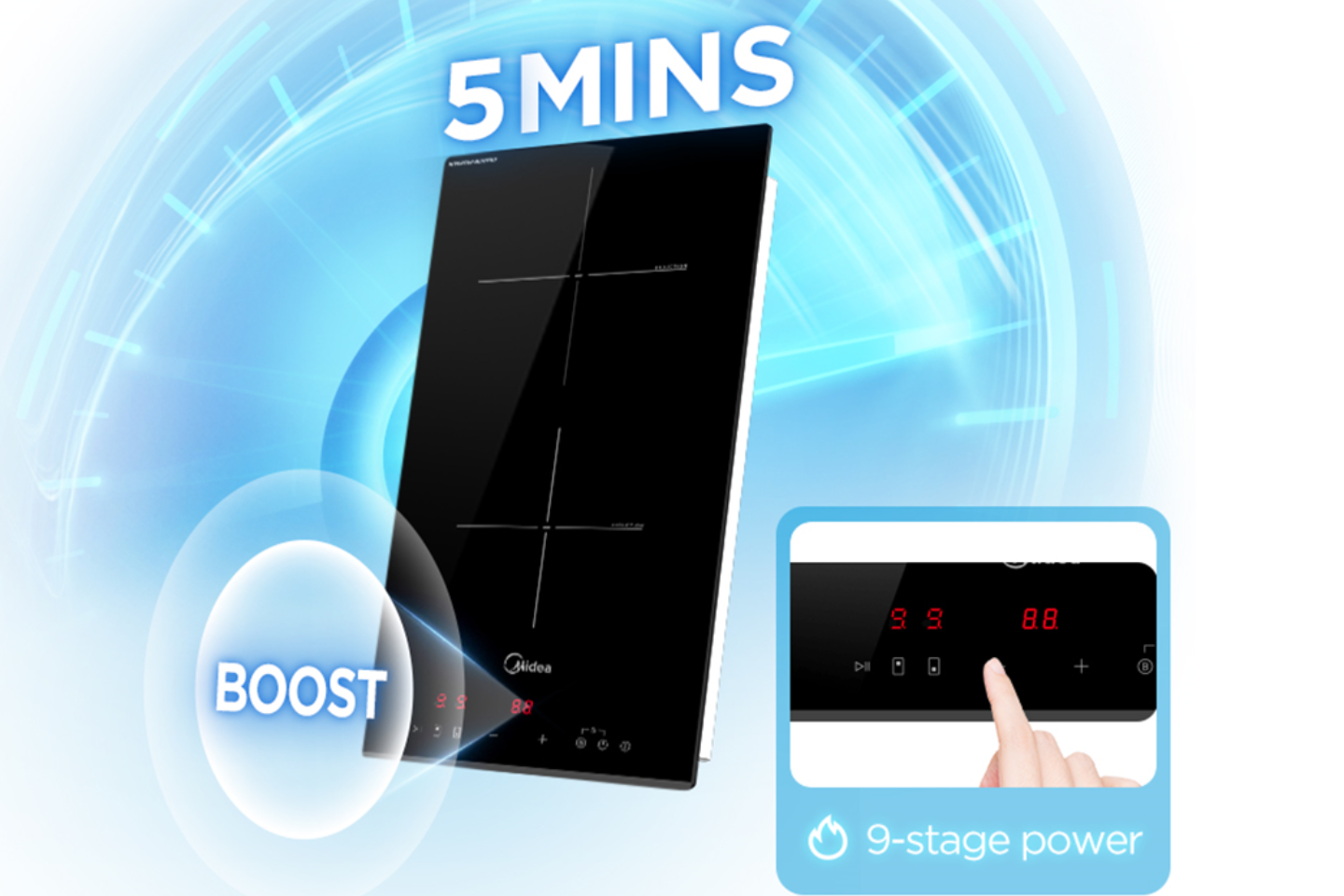 9 POWER LEVEL BOOST 5 MINS