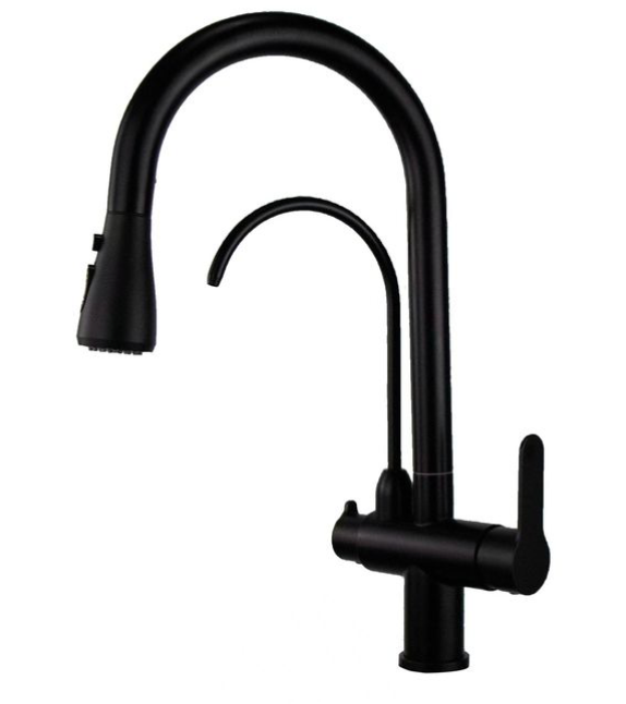 Pillar Sink Mixer c/w Filter Tap - Black Matt