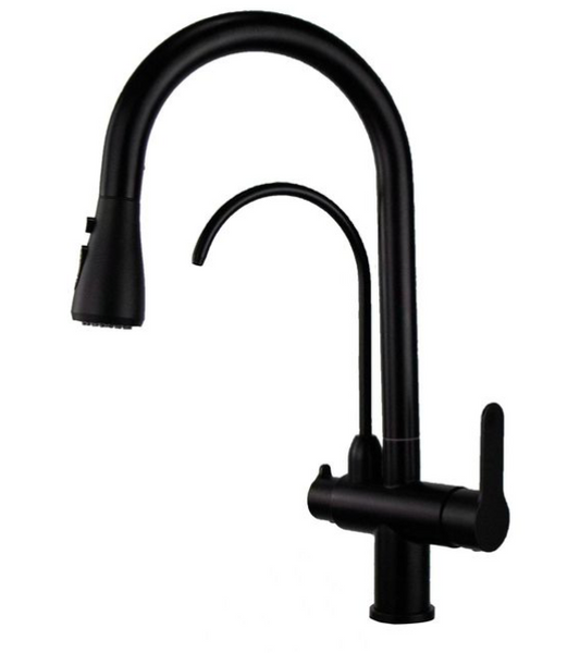 Pillar Sink Mixer c/w Filter Tap - Black Matt