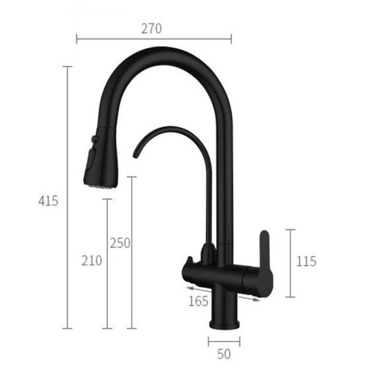 Pillar Sink Mixer c/w Filter Tap - Satin