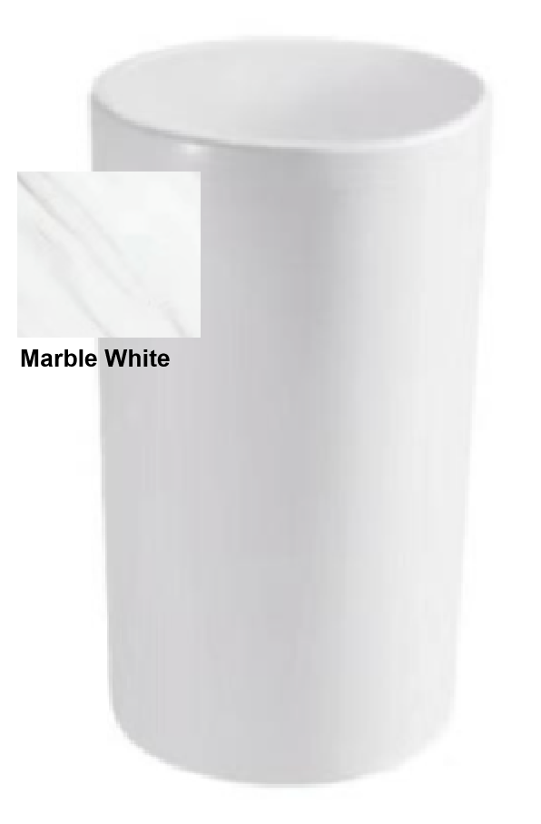 Round Free Standing Wash Basin c/w Waste - Marble White