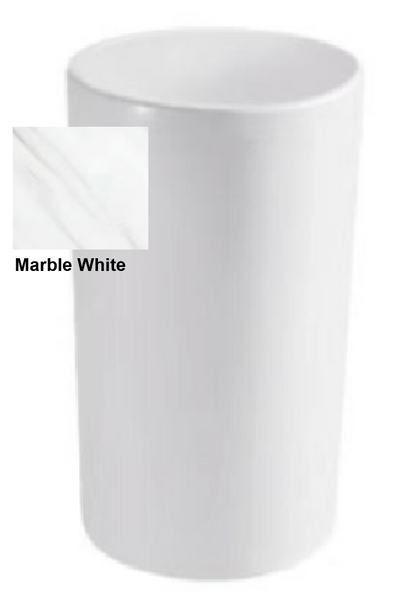 Round Free Standing Wash Basin c/w Waste - Marble White
