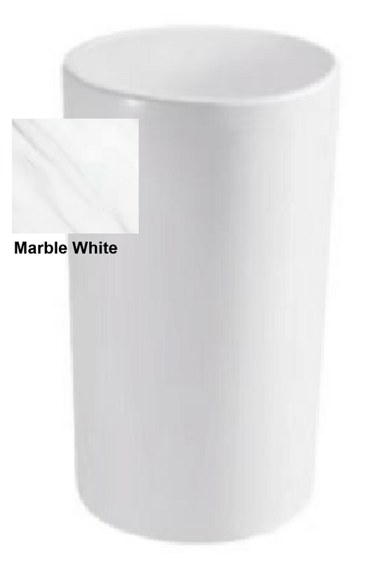 Round Free Standing Wash Basin c/w Waste - Marble White
