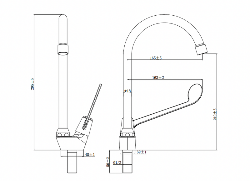 Commercial: Pillar Clinical Tap c/w Elbow Line Handle - Chrome