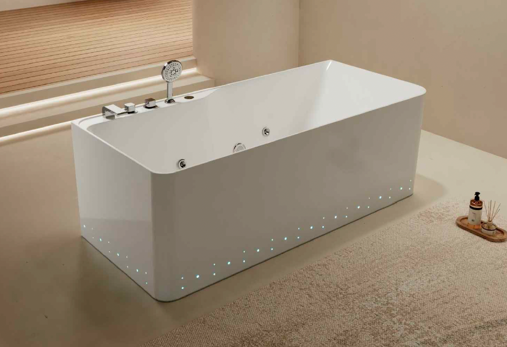 Massage Bathtub c/w Waste - White
