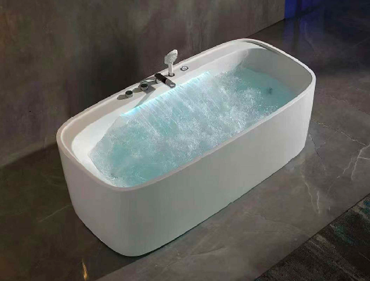 Waterfall Massage Bathtub c/w Waste - White