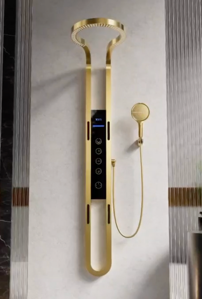 Waterfall Exposed Shower Panel - Matt Gold