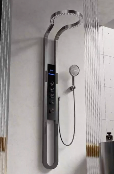 Waterfall Exposed Shower Panel - Grey