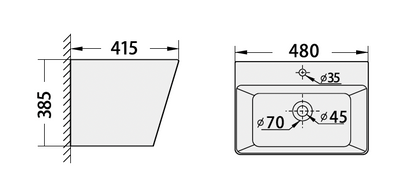 Wall Hung Wash Basin c/w Fixing Bolts - White