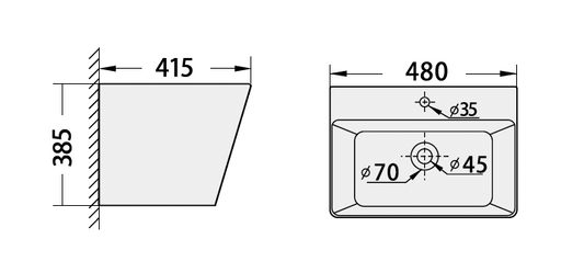 Wall Hung Wash Basin c/w Fixing Bolts - White