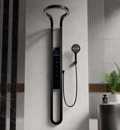 Waterfall Exposed Shower Panel - Matt Black