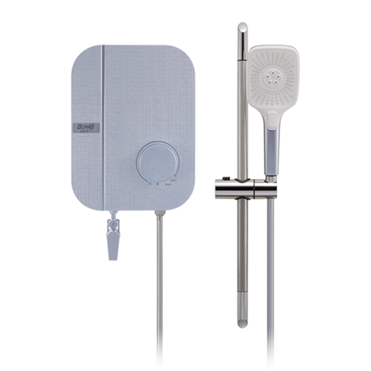 Alpha Instant Water Heater (DC Pump)  c/w Hand Shower Bar Set - Blue Linen