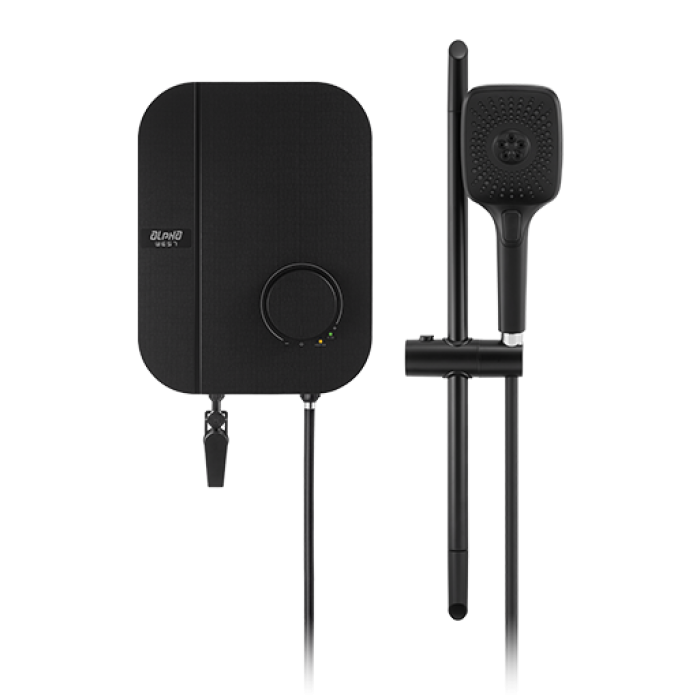 Alpha Instant Water Heater (DC Pump)  c/w Hand Shower Bar Set - Black Canvas