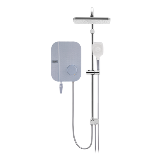 Alpha Instant Water Heater (DC Pump) c/w 3 in 1 Shower Slide Bar - Blue Linen