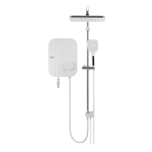 Alpha Instant Water Heater (DC Pump) c/w 3 in 1 Shower Slide Bar - White Chiffon