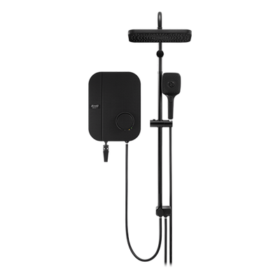 Alpha Instant Water Heater (DC Pump) c/w 3 in 1 Shower Slide Bar - Black Canvas