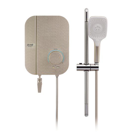 Alpha Neon Instant Water Heater (DC Pump) c/w Hand Shower Bar Set - Gold Cotton