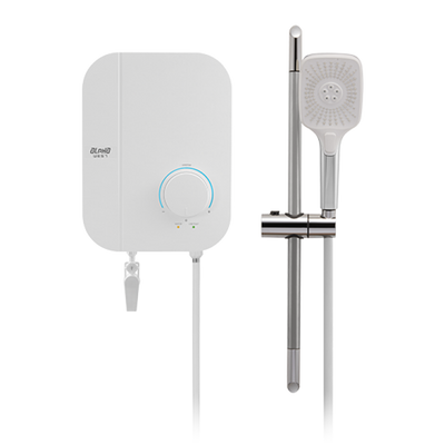 Alpha Neon Instant Water Heater (DC Pump) c/w Hand Shower Bar Set - White Chiffon