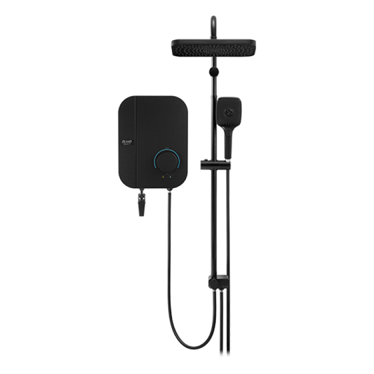 Alpha Neon Instant Water Heater (DC Pump) c/w 3 in 1 Shower Slide Bar - Black Canvas
