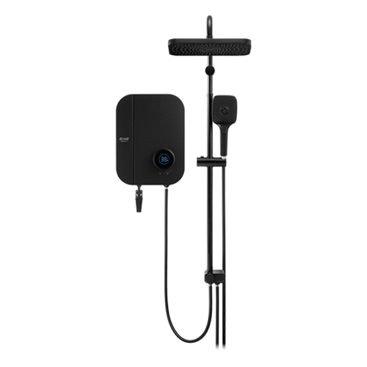 Alpha Digital Instant Water Heater (DC Pump) c/w 3 in 1 Shower Slide Bar - Black Canvas