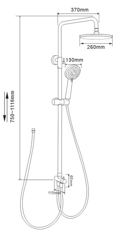 Exposed Shower Bar Set (for Instant Water Heater used) - Grey