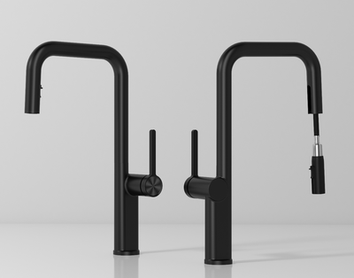 Single Lever Pull-Down Pillar Sink Mixer - Matt Black