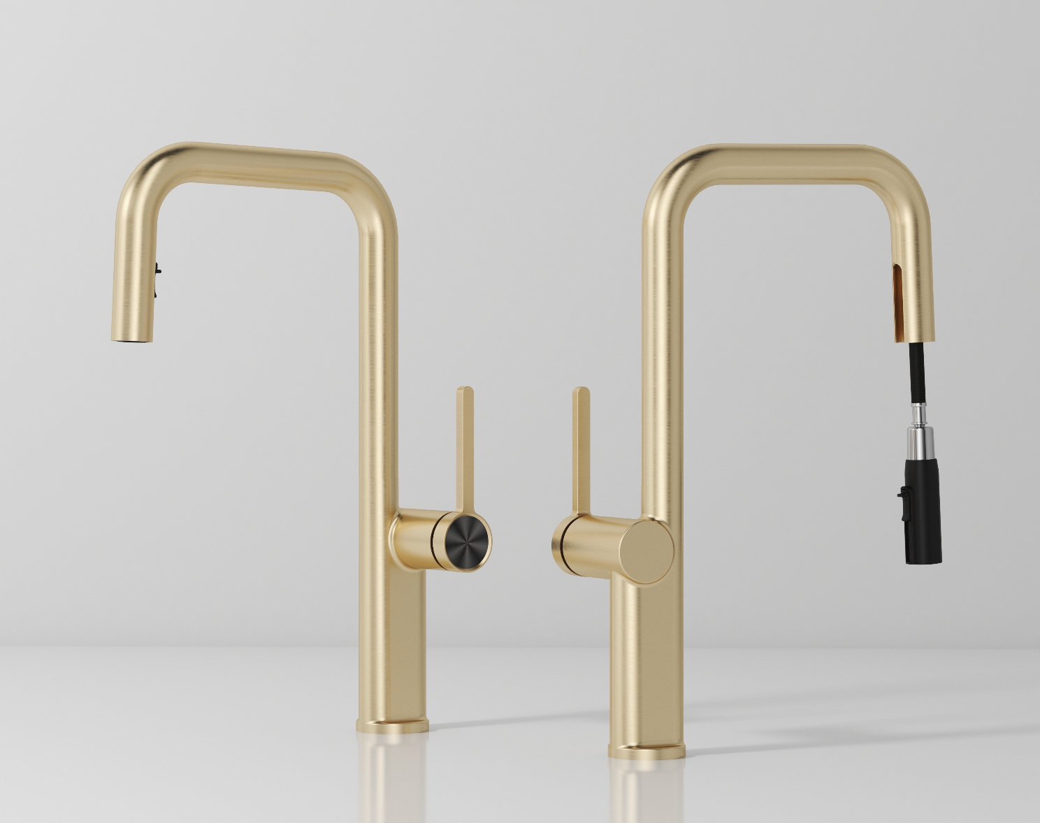 Single Lever Pull-Down Pillar Sink Mixer - Matt Gold