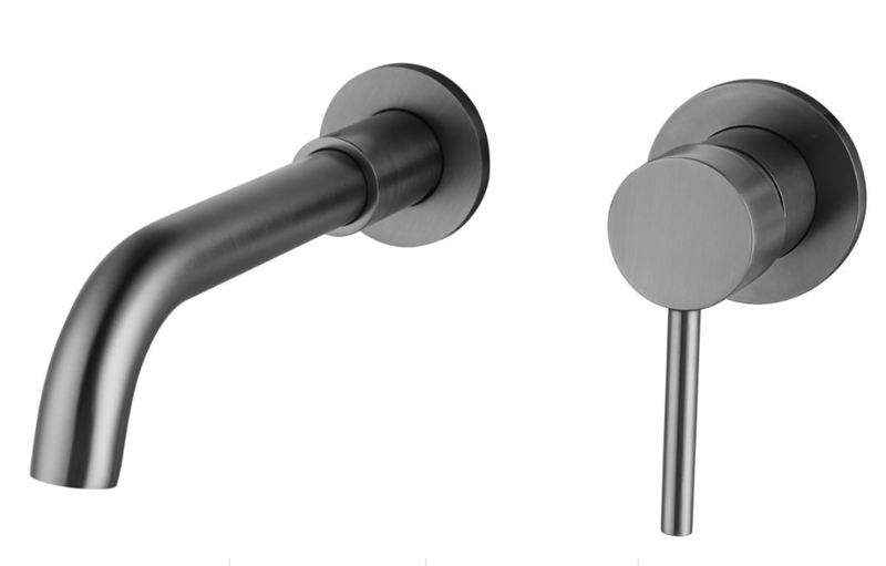 Wall Mounted 2 Hole Basin Mixer - Grey