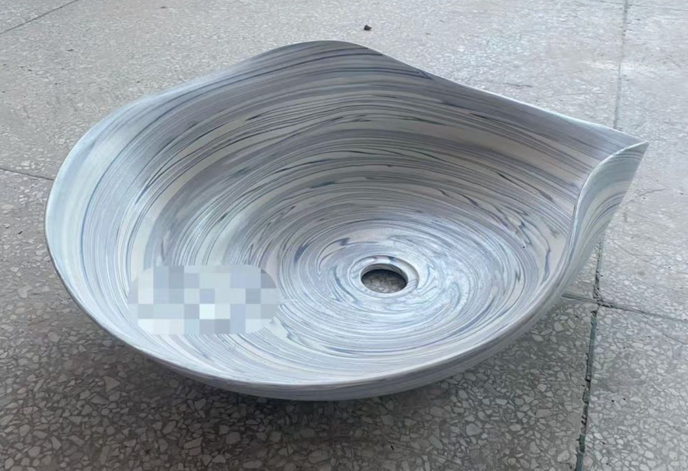 Irregular Above Counter Wash Basin - White with Blue Stripes