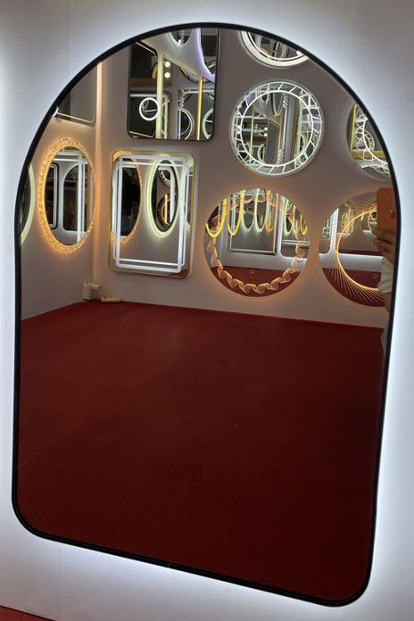 Arch Shaped LED Mirror with Frame - Matt Gold