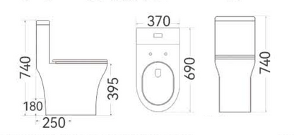 AERO Washdown Rimless WC Complete Set (S-250mm) - White