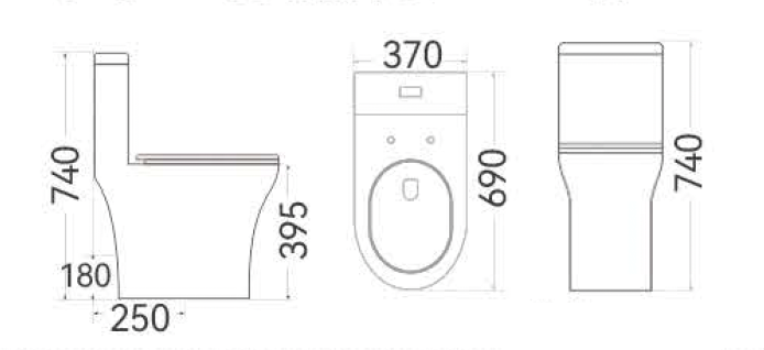 AERO Washdown Rimless WC Complete Set (S-250mm) - White