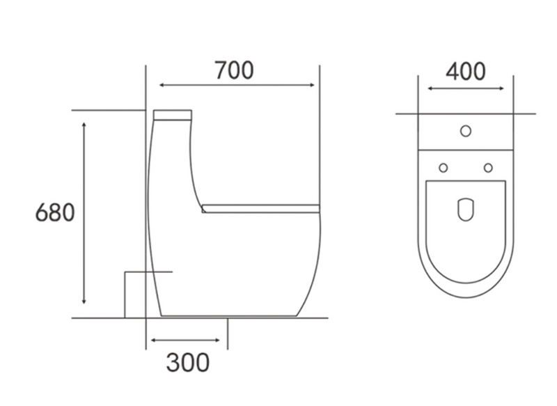TERQA Siphonic Spinning Flush WC Complete Set c/w UF Seat Cover (S-300mm) - White