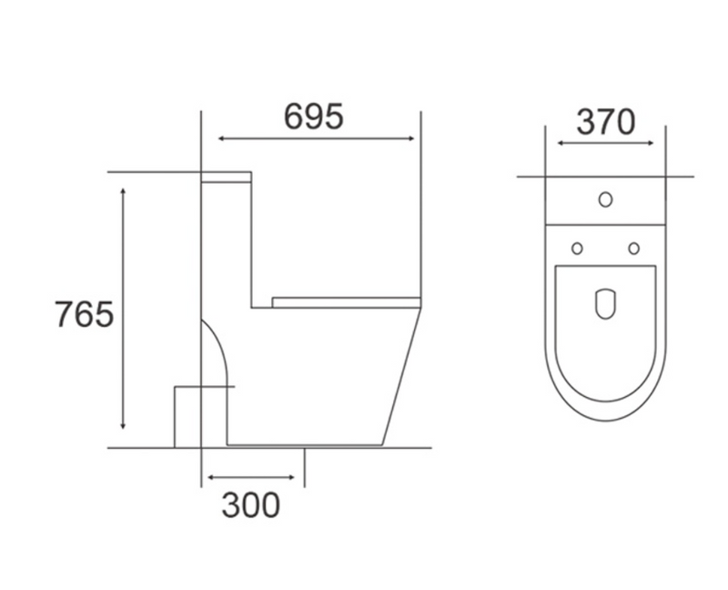 AQUA Washdown Spinning Flush WC Complete Set c/w UF Seat Cover (S-250mm) - White