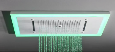 Three Function Rectangle Overhead Rain Shower - Matt Black