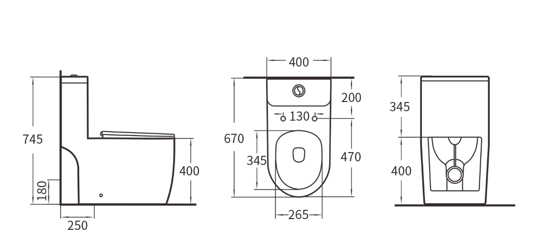 VITI Washdown Spinning Flush WC Complete Set with UF Seat Cover (S-250mm) - White